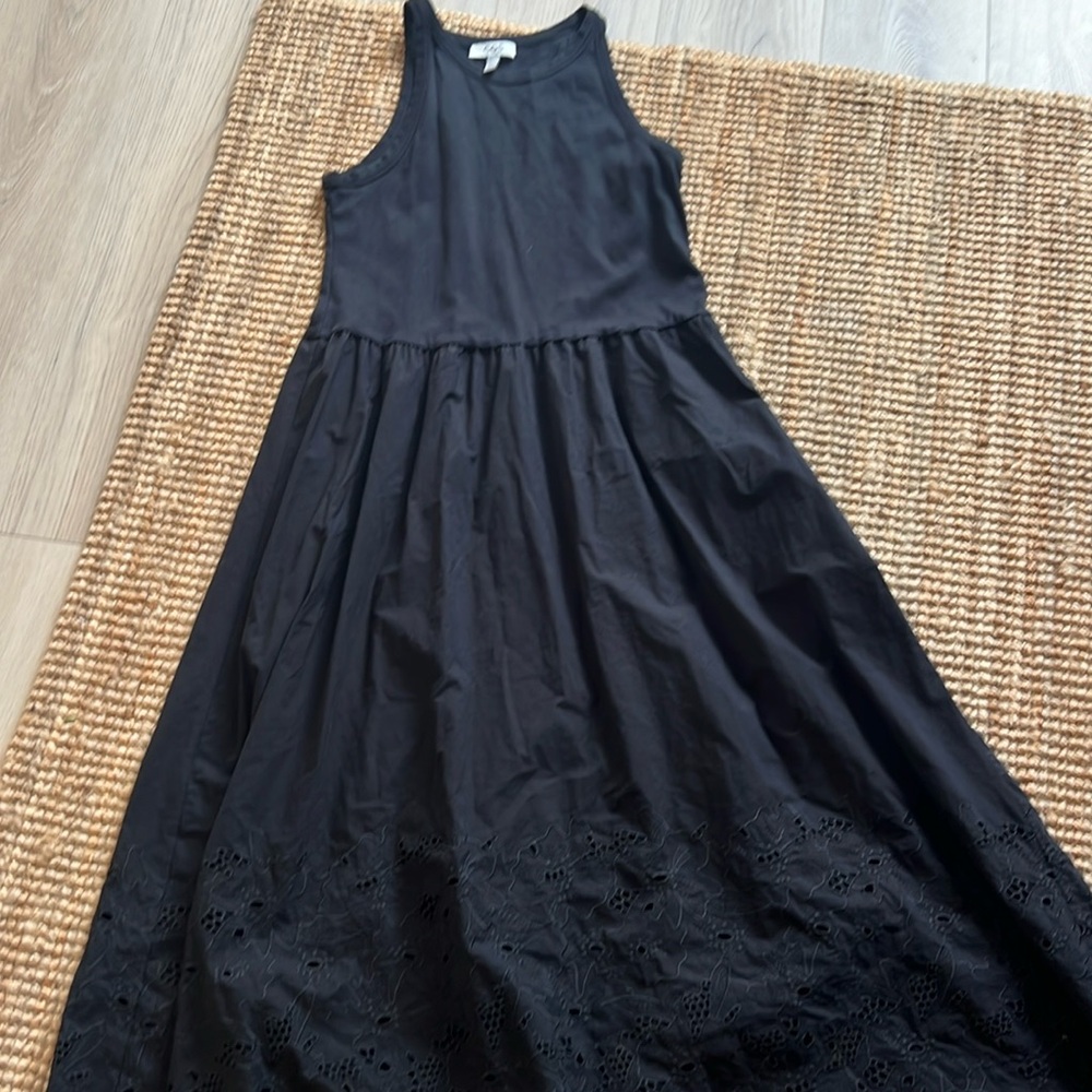 COS mixed materials black dress, size large